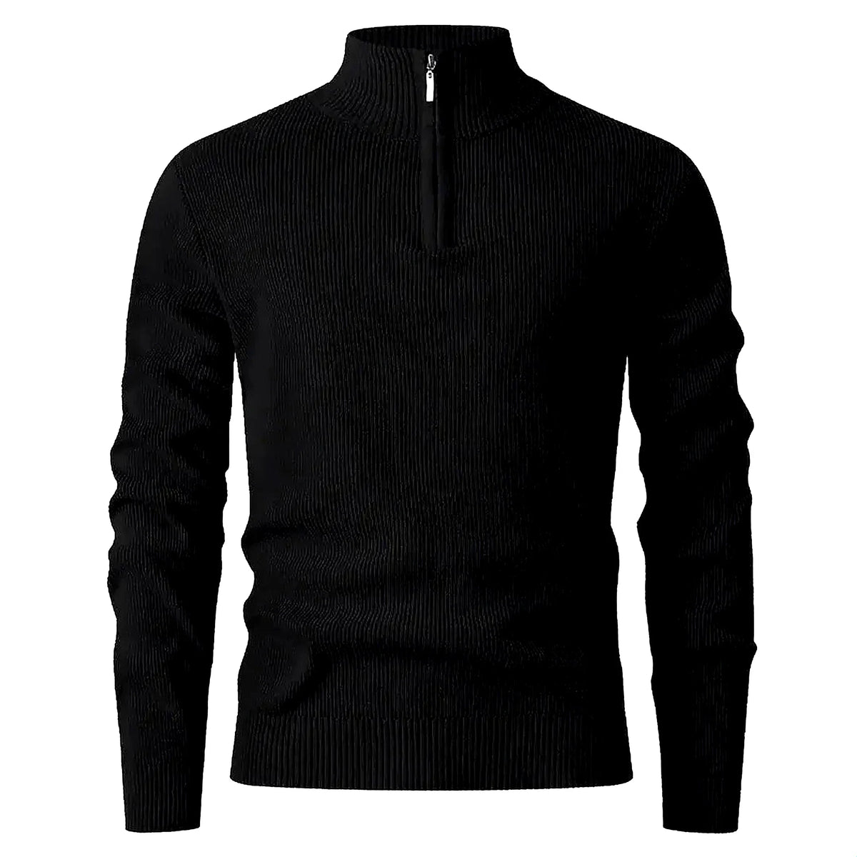 Halden Quarter Zip Knit Sweater in Black