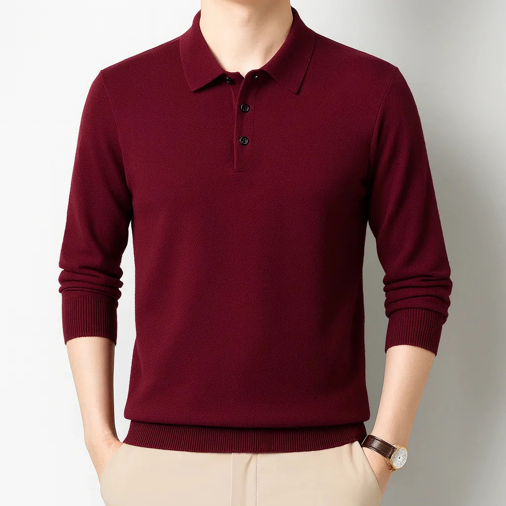 Oxford Knit Polo Sweater – Timeless Warmth and Refined Comfort