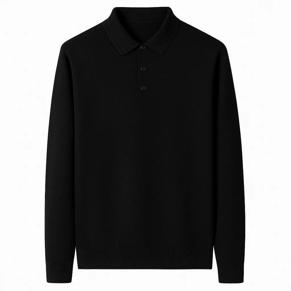Oxford Knit Polo Sweater – Timeless Warmth and Refined Comfort